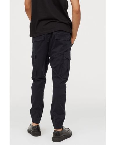H&M Cotton Cargo joggers in Black for Men - Lyst
