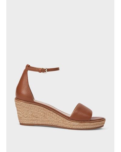 Hobbs Vespa Leather Wedge Espadrilles in Tan (Brown) - Lyst