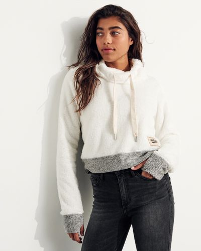 cowl neck sherpa pullover