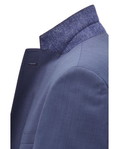 BOSS by HUGO BOSS Regular-fit Suit In Structured Marzotto Wool in Dark Blue  (Blue) for Men | Lyst