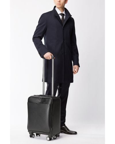 BOSS by HUGO BOSS Palmellato Leather Carryon Luggage | Signature Trolley  S18 in Black for Men - Lyst