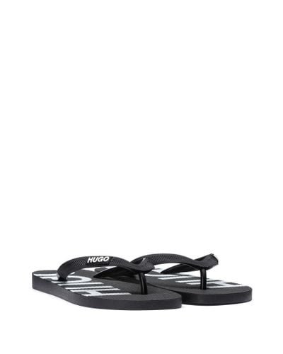 BOSS by Hugo Boss Italian Made Flip Flops With Logo Detailing in Black - Lyst