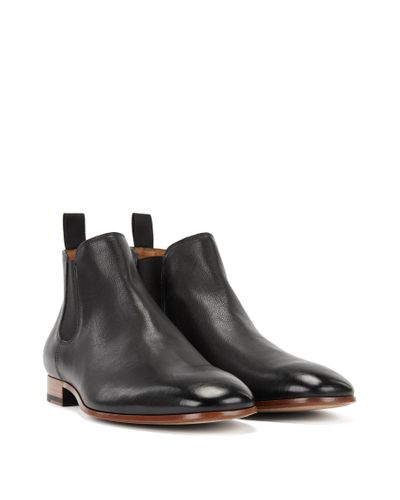 BOSS by Hugo Boss Chelsea Boots In Grained Leather in Black for Men - Lyst