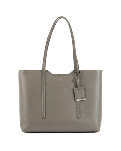BOSS by Hugo Boss Shopper Bag In Grained Italian Leather in Gray - Lyst