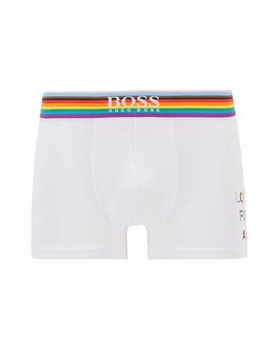 BOSS by HUGO BOSS Eng anliegende Boxershorts aus Stretch-Baumwolle mit  Regenbogen-Jacquard am Bund in Weiß für Herren - Lyst