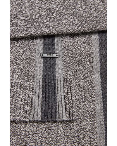 BOSS by Hugo Boss Virgin-wool Scarf With Engineered Stripe in Black for