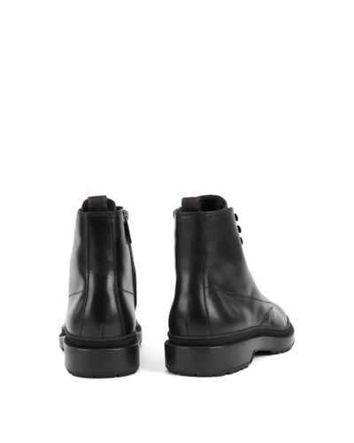 BOSS Lace-up Boots In Leather With Shearling Lining in Black for Men - Lyst