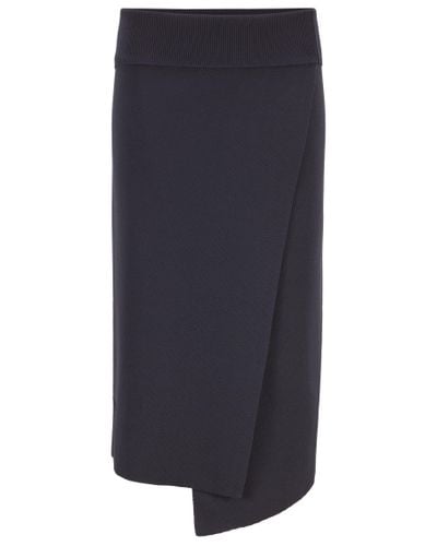 BOSS by Hugo Boss Cotton Midi Wrap Skirt With Ribbed Details in Blue - Lyst
