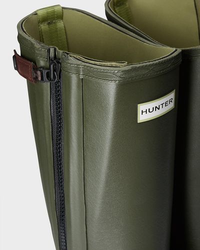 HUNTER Rubber Commando Full Zip Rain Boots in Dark Olive (Green) for Men -  Lyst