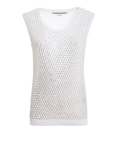 Ermanno Scervino Crystal Embellished Cotton Sleeveless Top in White - Lyst