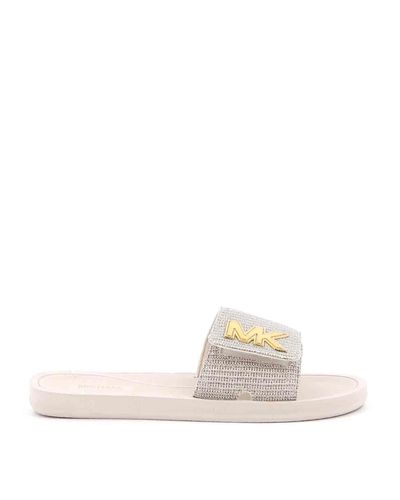 Michael Kors Mk Glittery Slide in Silver (Metallic) - Lyst