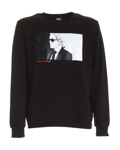 Karl Lagerfeld Cotton Crewneck Sweatshirt In Black for Men - Lyst