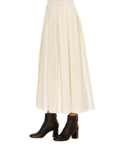 Department 5 Cotton Pleated Long Skirt in White - Lyst