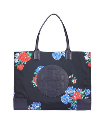 Tory Burch Ella Floral Tote in Black - Lyst