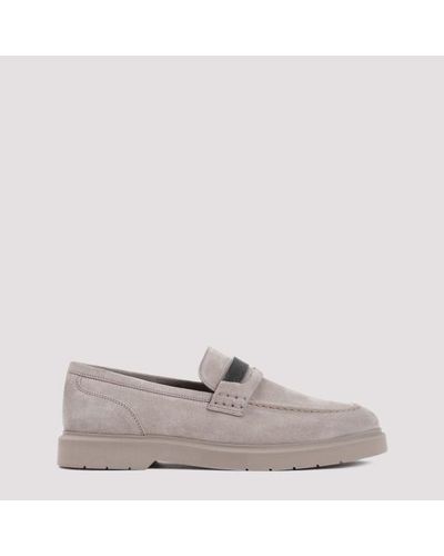 Brunello Cucinelli Leather Loafers - Grey