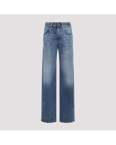 Brunello Cucinelli Straight Leg Cotton Jeans - Blue