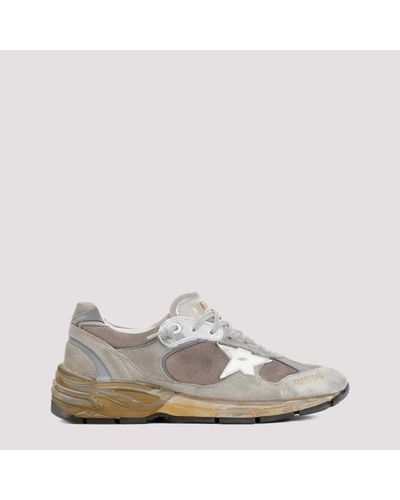 Golden Goose Brown Taupe Cow Leather Dad Net Running Trainers - White