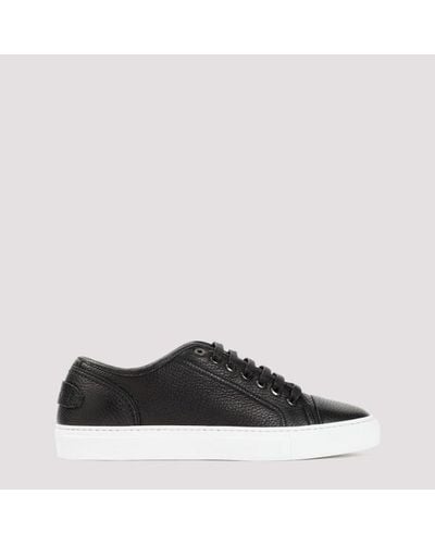 Brioni Black Grained Leather Trainers