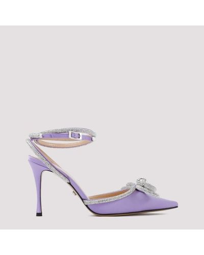 Mach & Mach Lavender Satin Double Bow High Heels Court Shoes - Purple