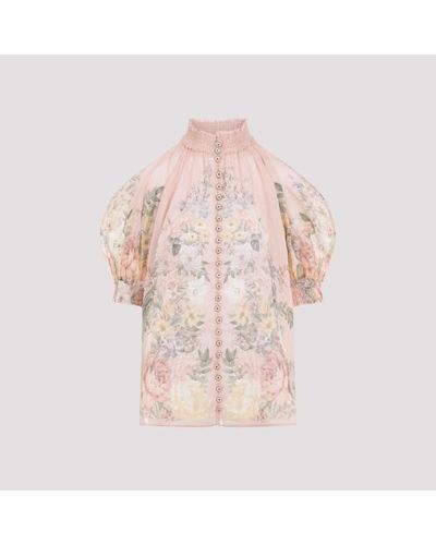 Zimmermann Waverly Short Sleeve Blouse - Pink