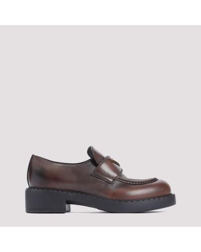 Prada Calf Leather Loafers - Brown