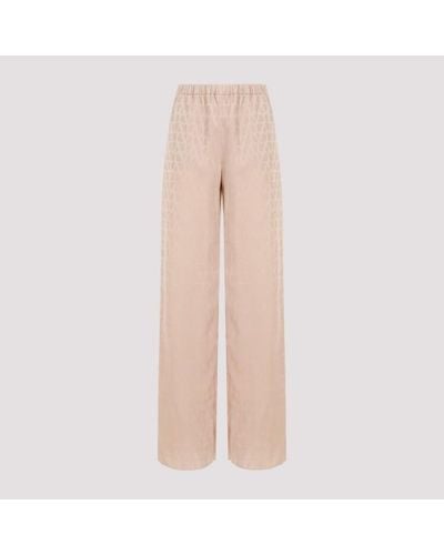 Valentino Silk Jacquard Trousers - Pink