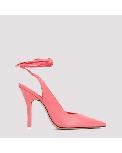 The Attico Peach Leather Venus Slingback Court Shoes - Pink