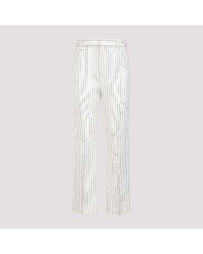 Tom Ford White Ecru Wool Tailored Trousers