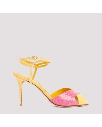 Manolo Blahnik Yellow And Pink Mumbi Sandal - Metallic