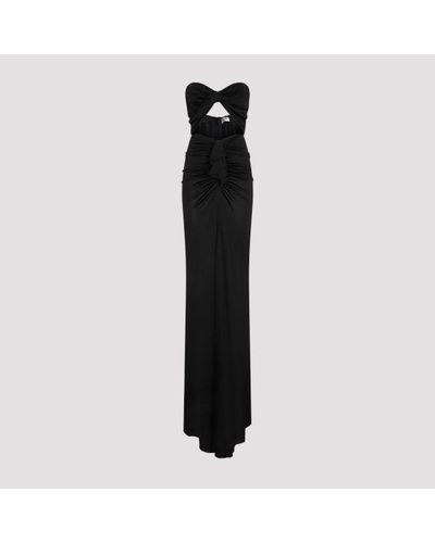 Saint Laurent Cut Out Long Dress - Black