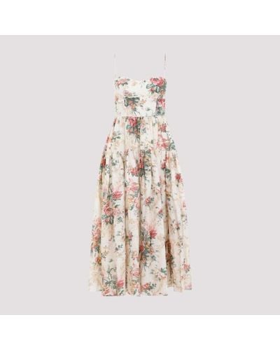 Erdem Strappy Tier Fit And Flare Midi Dress - Natural