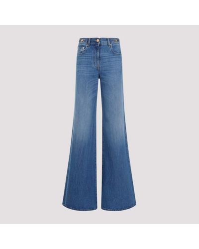 Versace Flared Denim Stone Wash Jeans - Blue