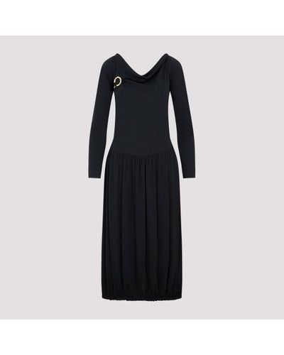 Lanvin Black Ls Drape Midi Dress