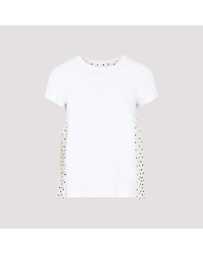 Sacai Polka Dot Print Jersey Cotton T-shirt - White