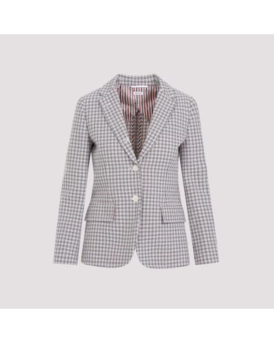 Thom Browne Small Check Cotton Jacket - Grey