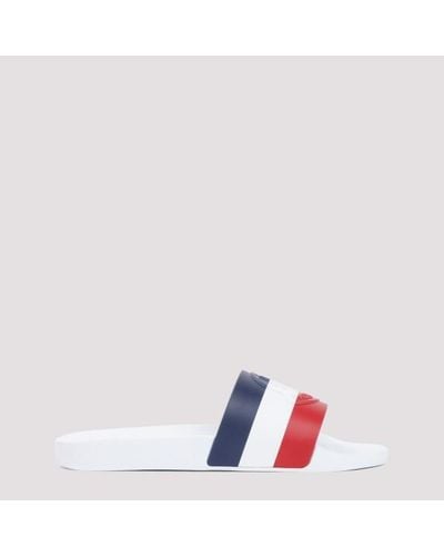 Moncler Basile Striped Rubber Sliders, , And, Open Toe - White