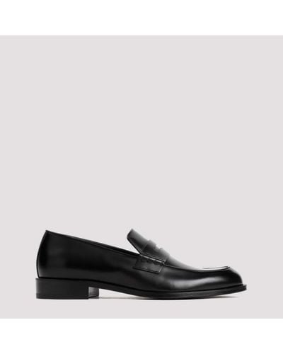 Giorgio Armani Bull Leather Loafers - Black