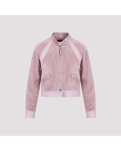 Tom Ford Leather Cropped Jacket - Pink