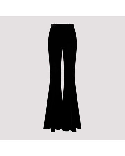 Saint Laurent Flared Velvet Trousers - Black