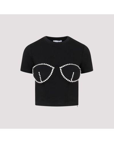 Area Crystal Bustier Cup T-shirt - Black