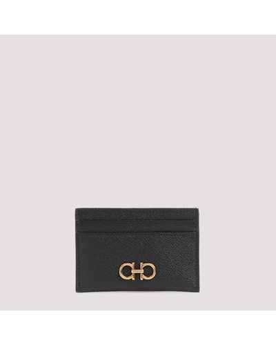 Ferragamo Salvatore Leather Card Holder - Black