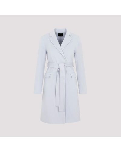 Theory Wra Coat In Double-face Wool-cashmere - Blue