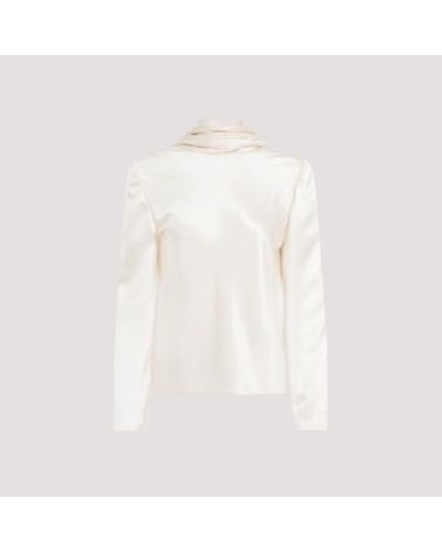 Saint Laurent Draped Crepe Blouse - White