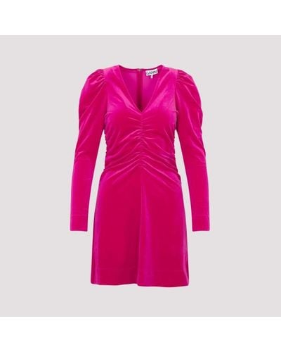 Ganni Velvet Mini Dress - Pink
