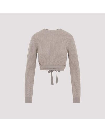 Patou Taupe Curve Link Cropped Jumper - White