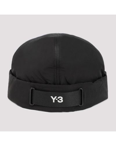 Y-3 Beanie With Logo Hat - Black