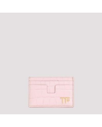 Tom Ford Calf Leather Credit Card Case - Pink