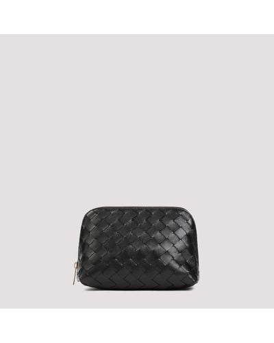 Bottega Veneta Leather Intrecciato Beauty Pouch - Black