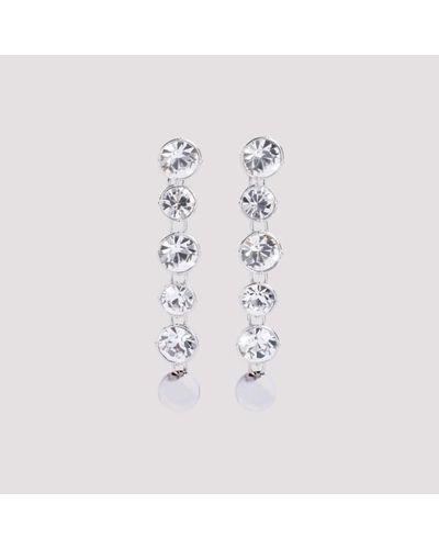 Jean Paul Gaultier Long Diamond Earrings - White