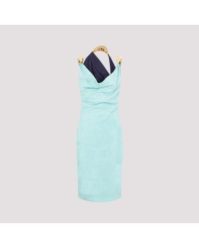 Bottega Veneta Fluid Suede Midi Dress With Metal Detail - Blue